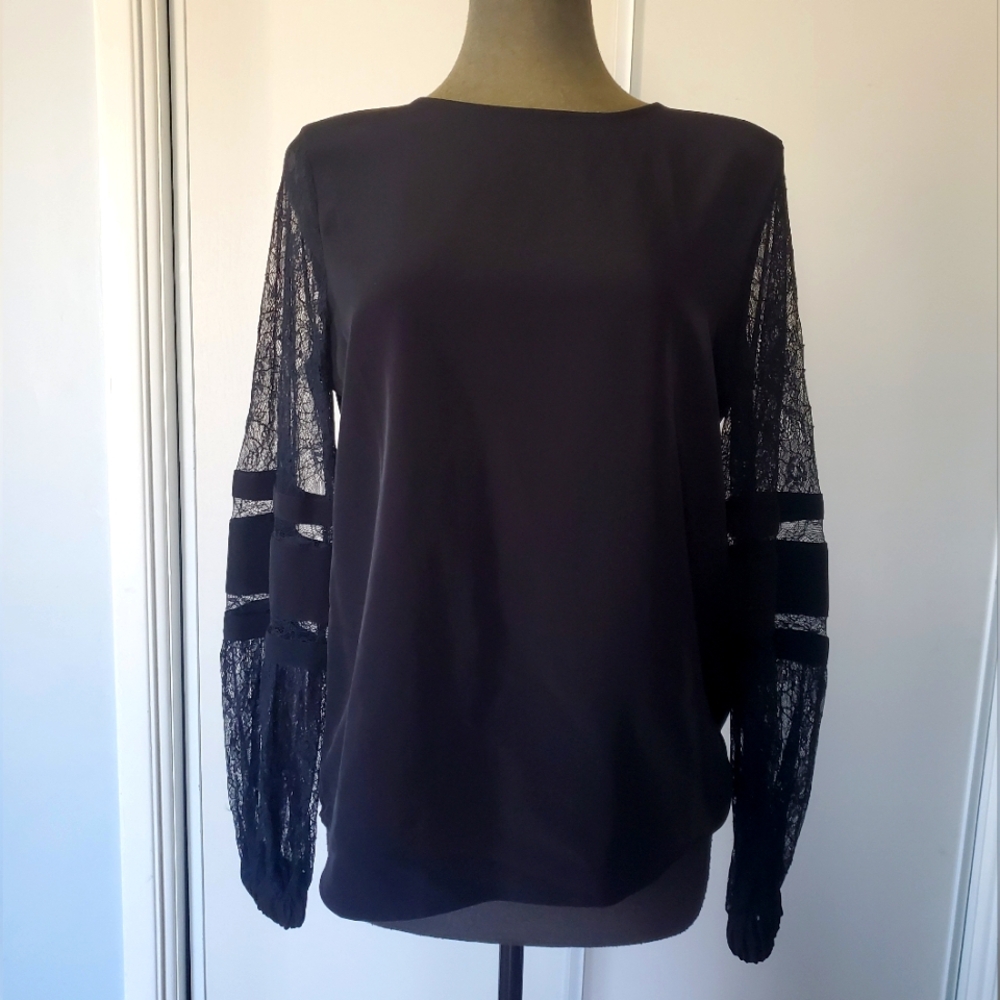 Calvin Klein. Black Top. Lace Long Sleeve.  Size Medium.